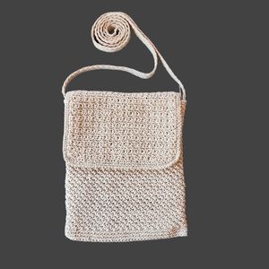 Vintage Crochet Crossbody Purse Tan